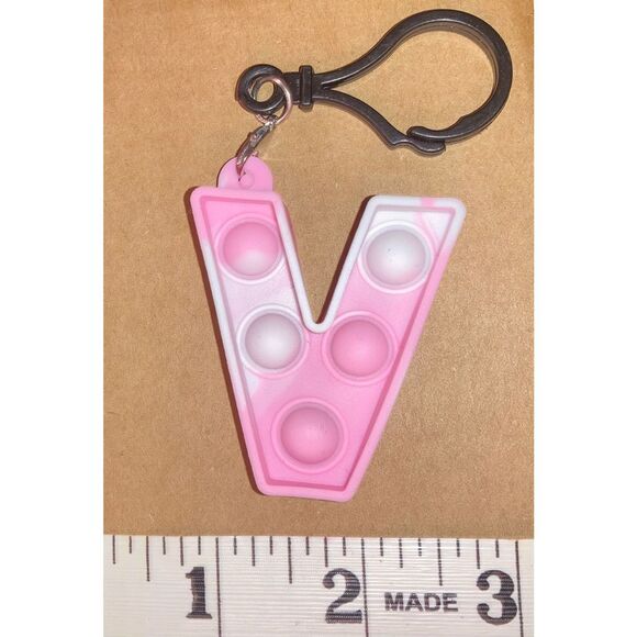 ☀️3/$12☀️ Letter V Pop it Fidget Toy Keychain - Picture 3 of 4